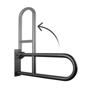 31.3" Wall-Mount Flip-Up Toilet Grab Bar Matte Black Finish Shower Assist Aid